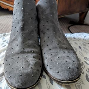 Lucky Brand Gray Suede Booties with silver detail